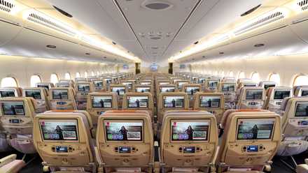 Emirates IFE screens in Economy Class