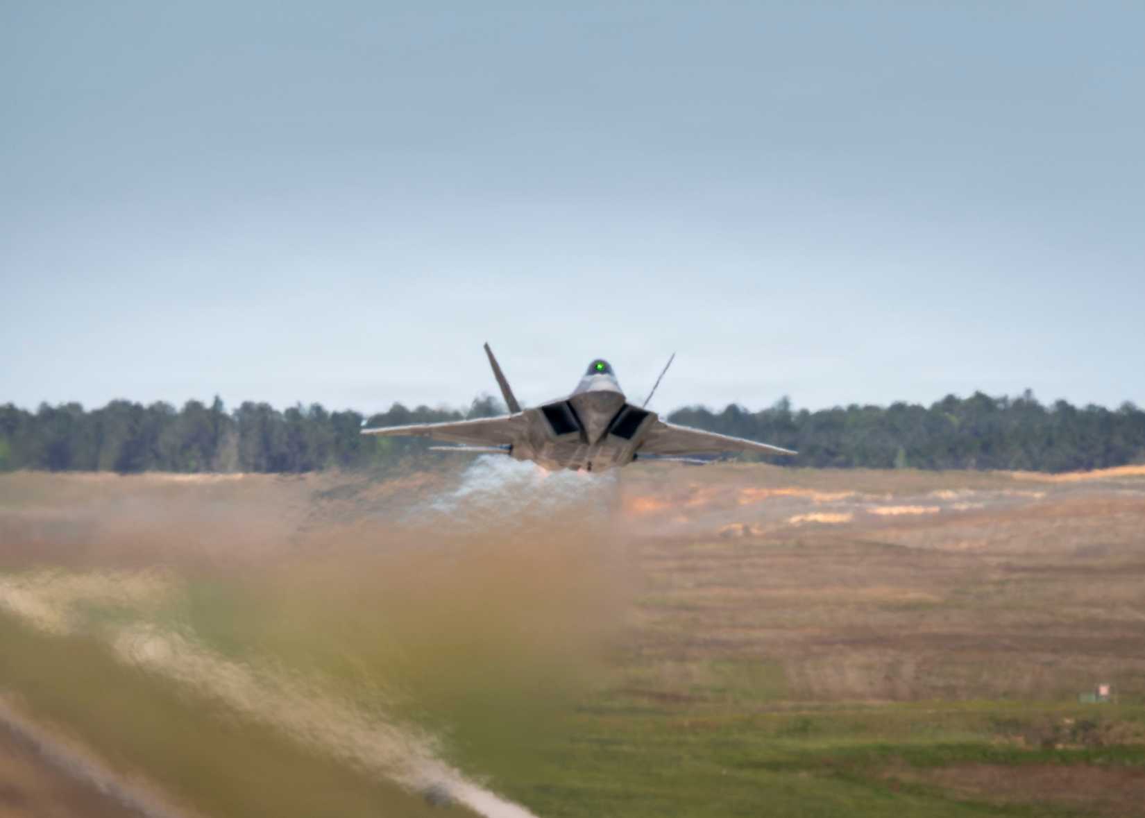 F-22 aerial demonstration at Naval Air Station Meridian, Mississippi, March 28, 2026.