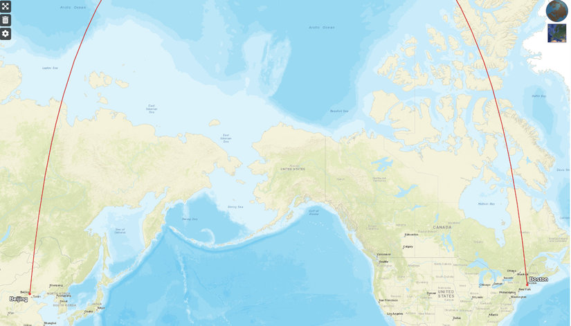 Hainan Airlines Beijing Boston Map