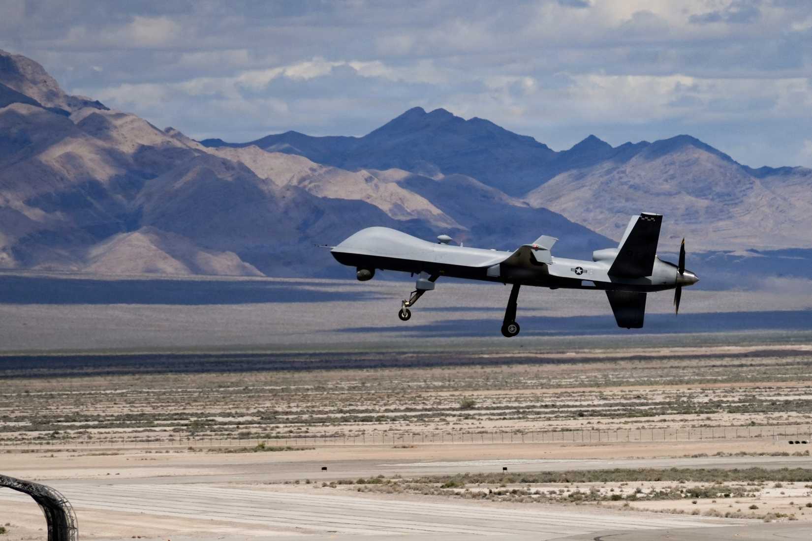 ir Force MQ-9 Reaper assigned to Creech Air Force Base takes off from the runway at Creech AFB, Nevada, April 1, 2026.