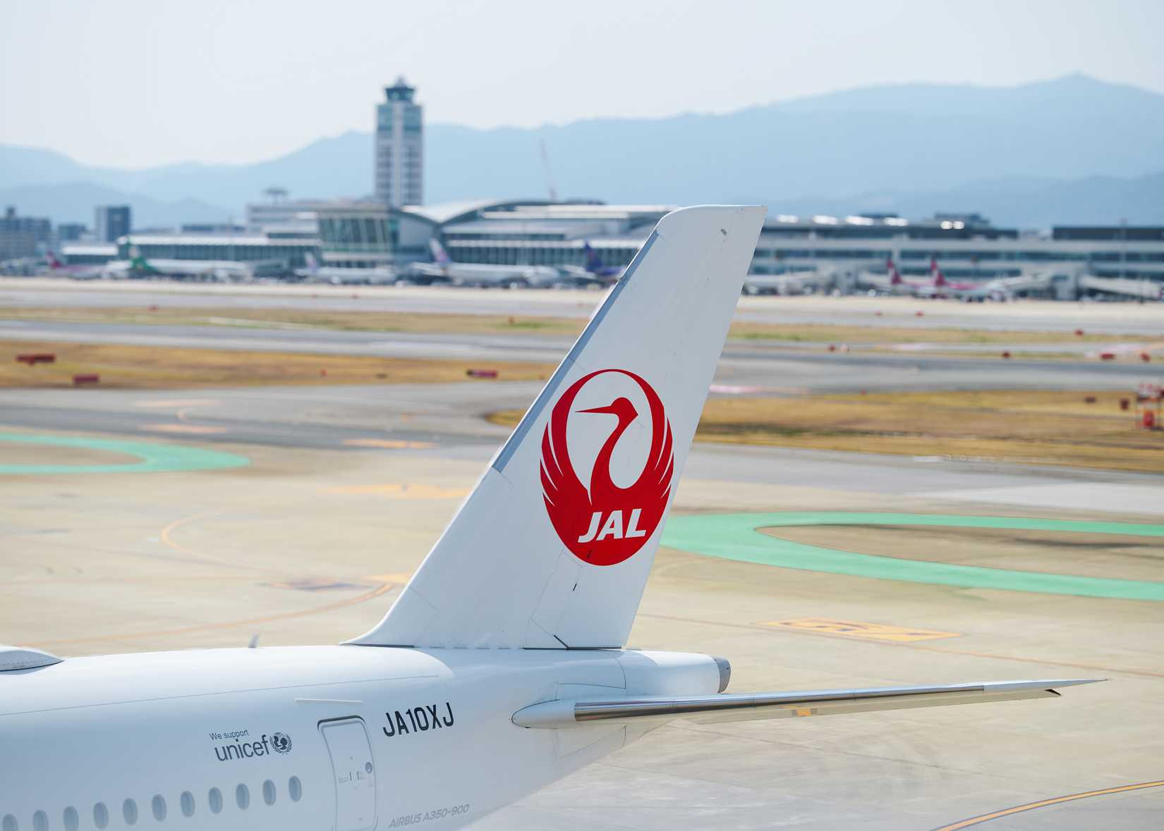 JAL Japan airline Aircraft at Fukuoka Airport.
