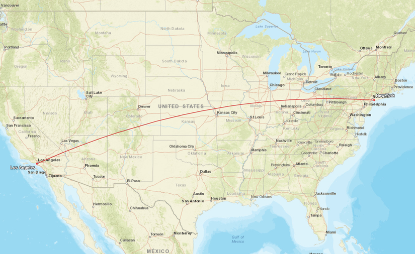 JFK LAX Map