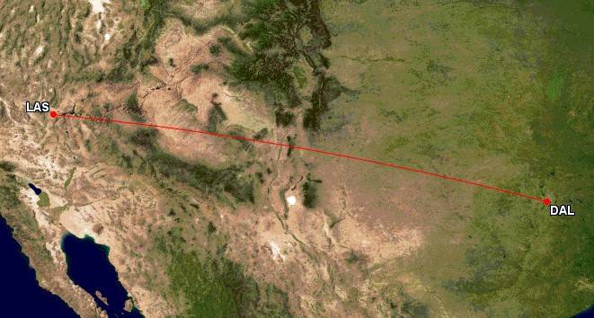 Las Vegas to Dallas flight route
