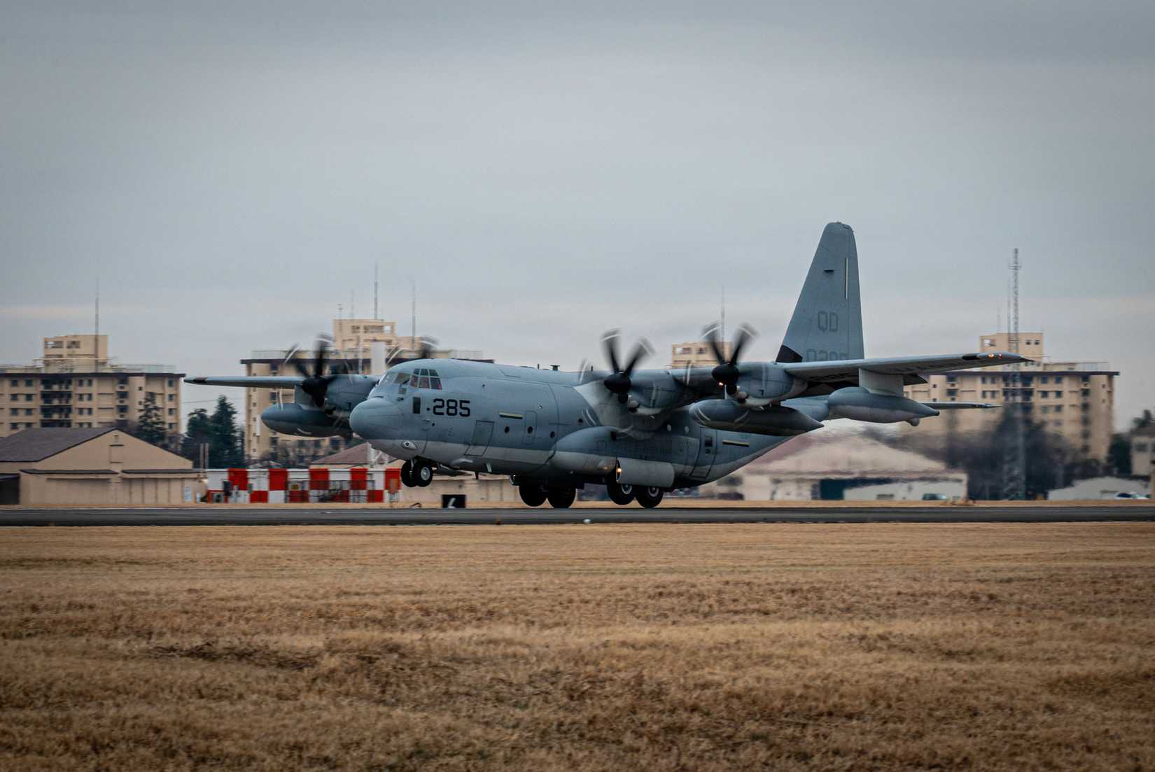 Marine Corps KC-130J assigned to the Marine Aerial Refueler Transport Squadron 152 (VMGR-152), Marine Corps Air Station Iwakuni takes off for Airborne 26 at Yokota Air Base, Japan, March 2, 2026.
