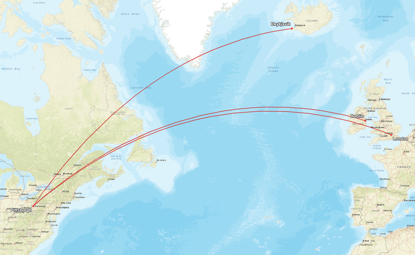 Piitsburgh Long-Haul Routes