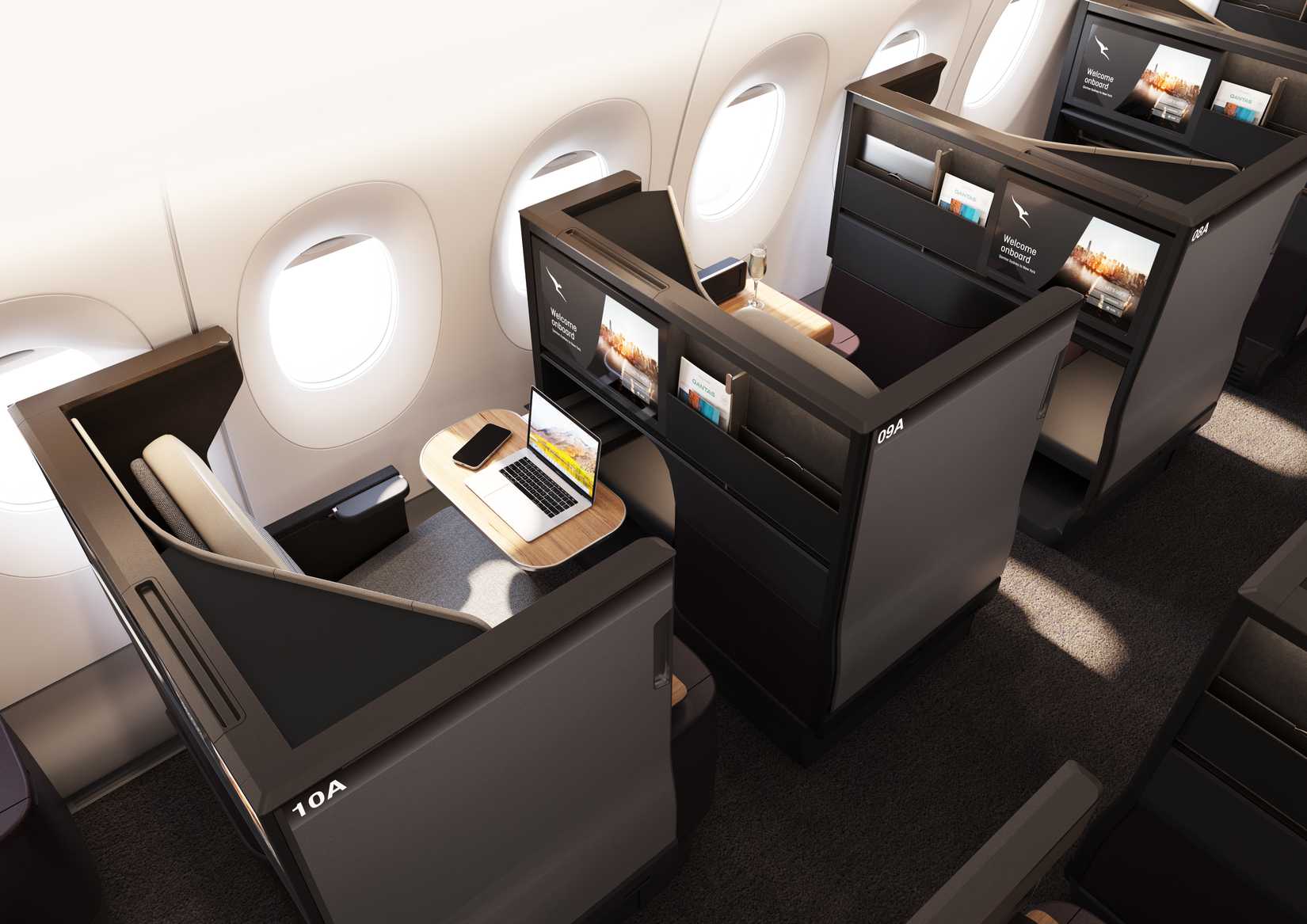 Qantas A350-1000ULR Business Class Suite render
