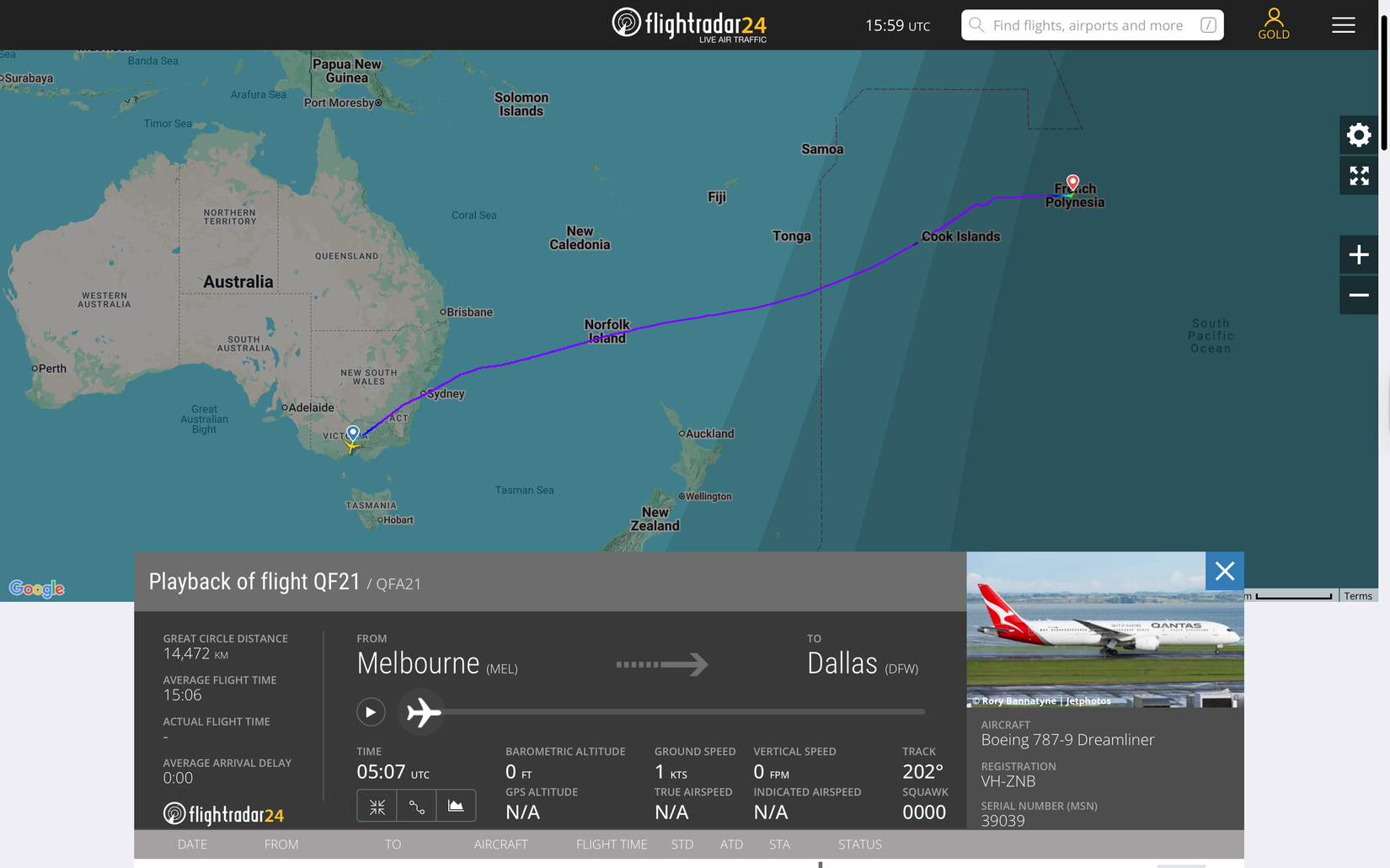 Boeing 787 QF21 Diversion