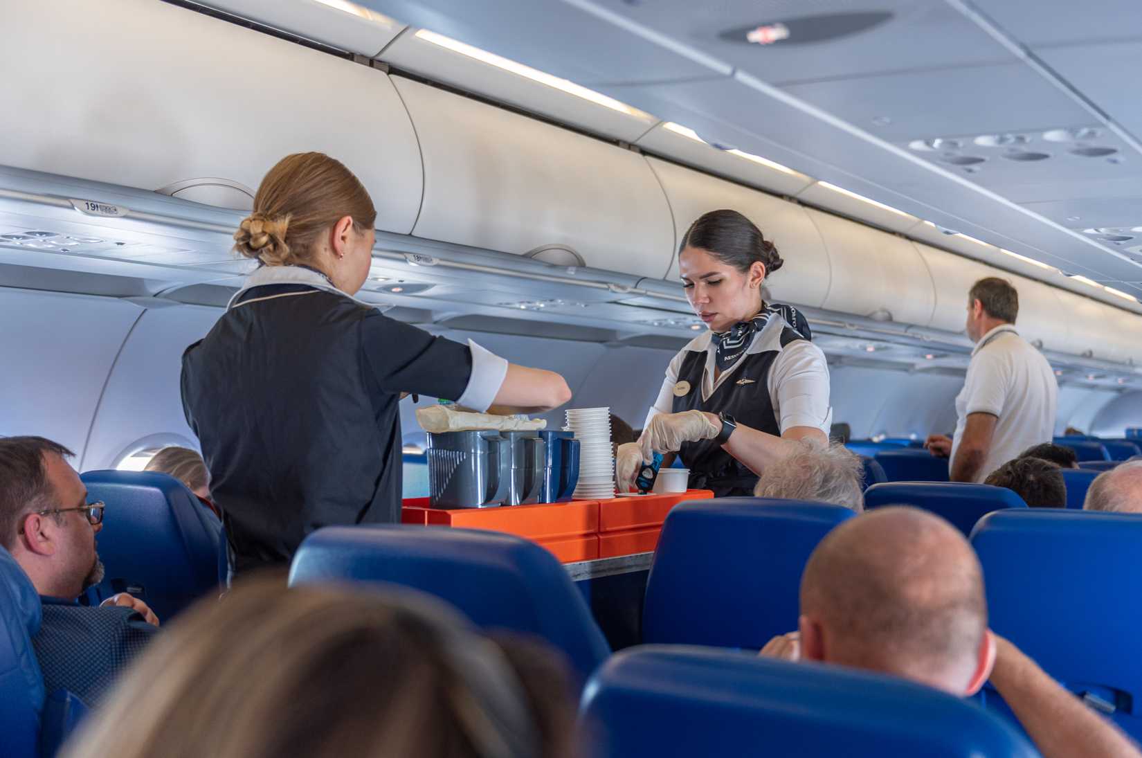 Aeroflot cabin crew during service