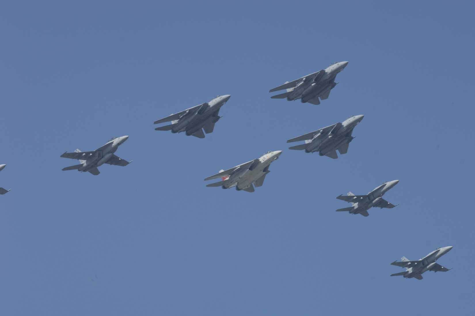 Virginia Beach VA, September 17: USN F/A-18 & F-14 Fleet Air Wing Flyby during the NAS Oceana Air Show on September 17, 2005