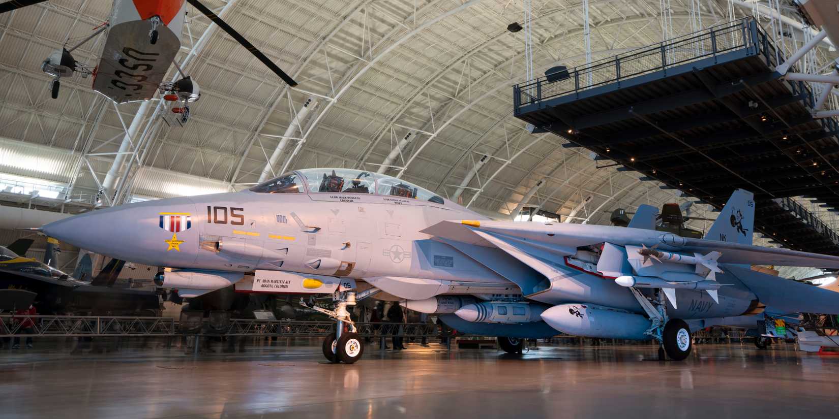 Chantilly, Virginia, USA - November 25, 2022: Grumman F-14D(R) Tomcat (1989) in Steven F. Udvar-Hazy Center of Smithsonian National Air and Space Museum.