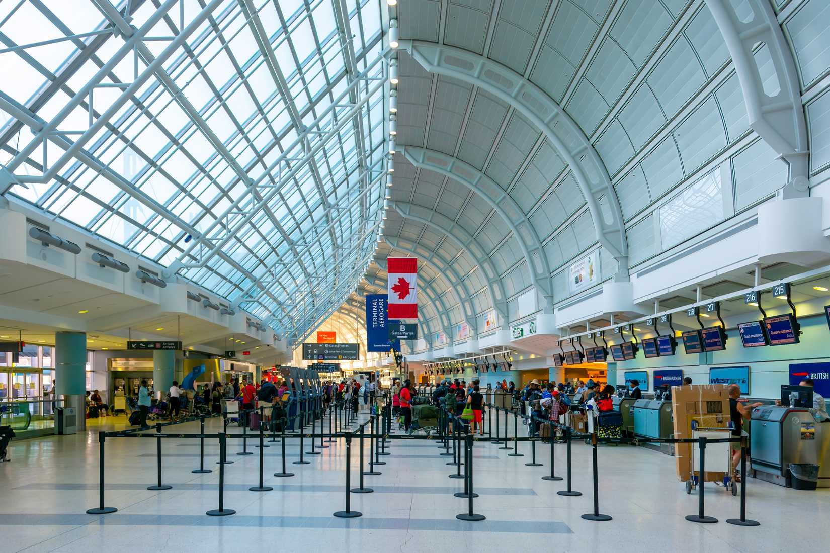 Airport Interior With Canadian Flag