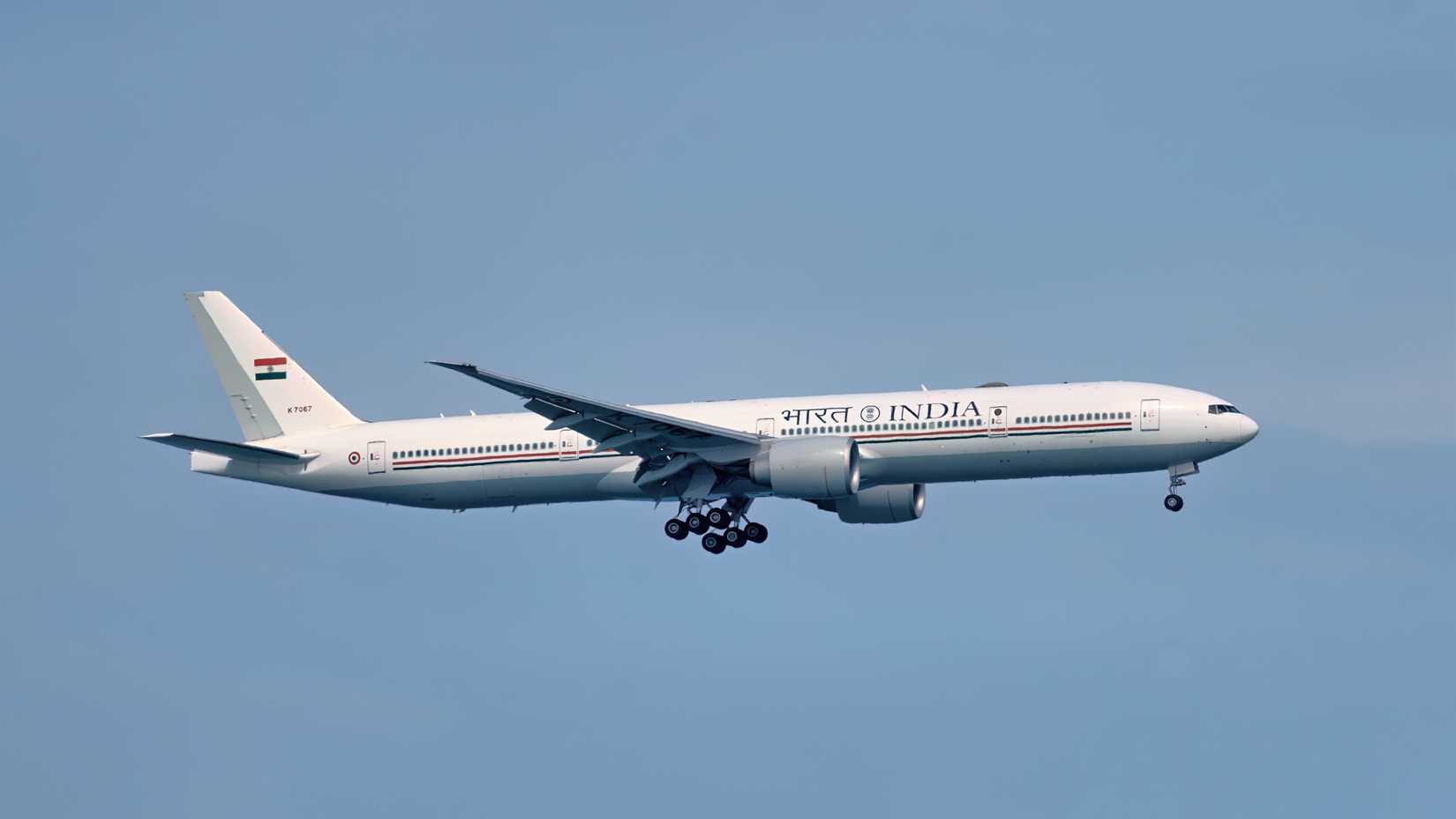 SINGAPORE - SEPTEMBER 4, 2024: Indian Prime Minister Narendra Modi arrived in Singapore for a two-day official visit in the B-777-337(ER) K7067 plane.