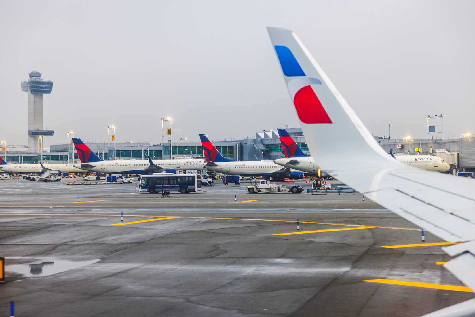 Delta Air Lines Planes Viewed From An American AIrlines Boeing 737-800