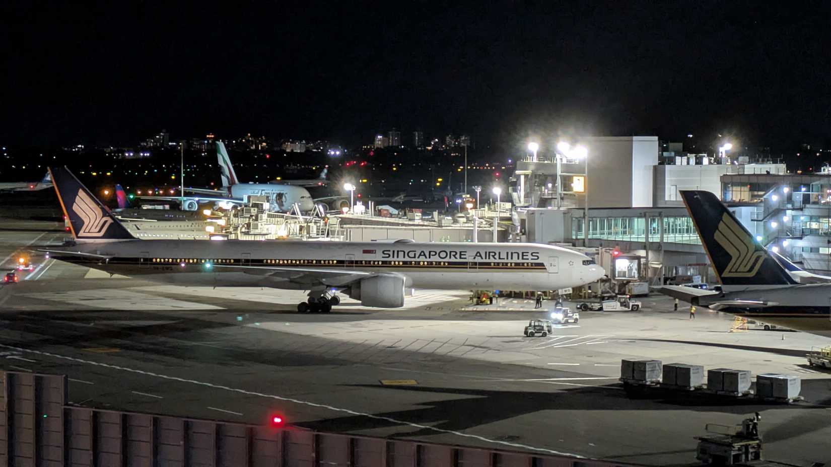 Singapore Airlines Boeing 777-300ER on apron at JFK
