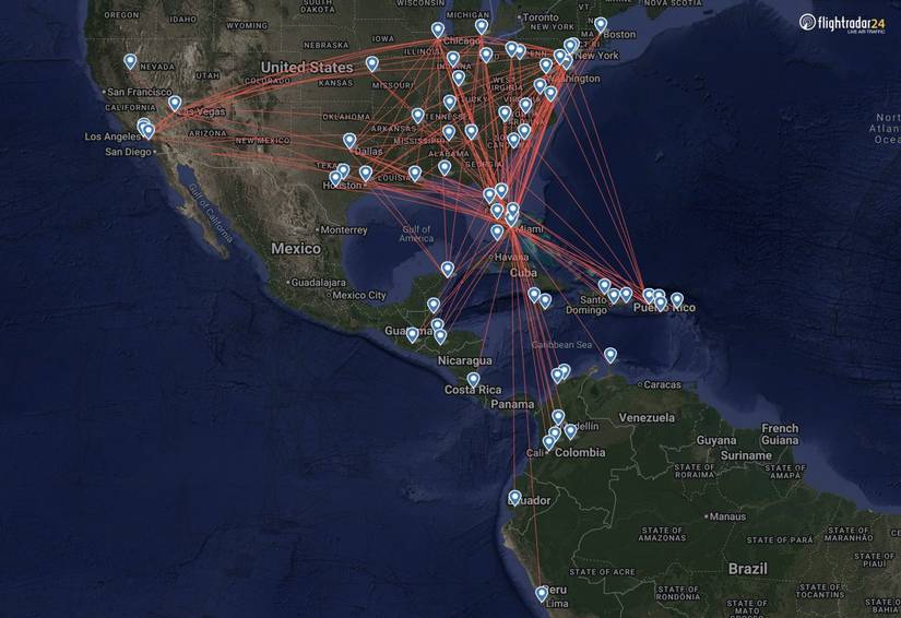 spirit airlines route network flightradar24