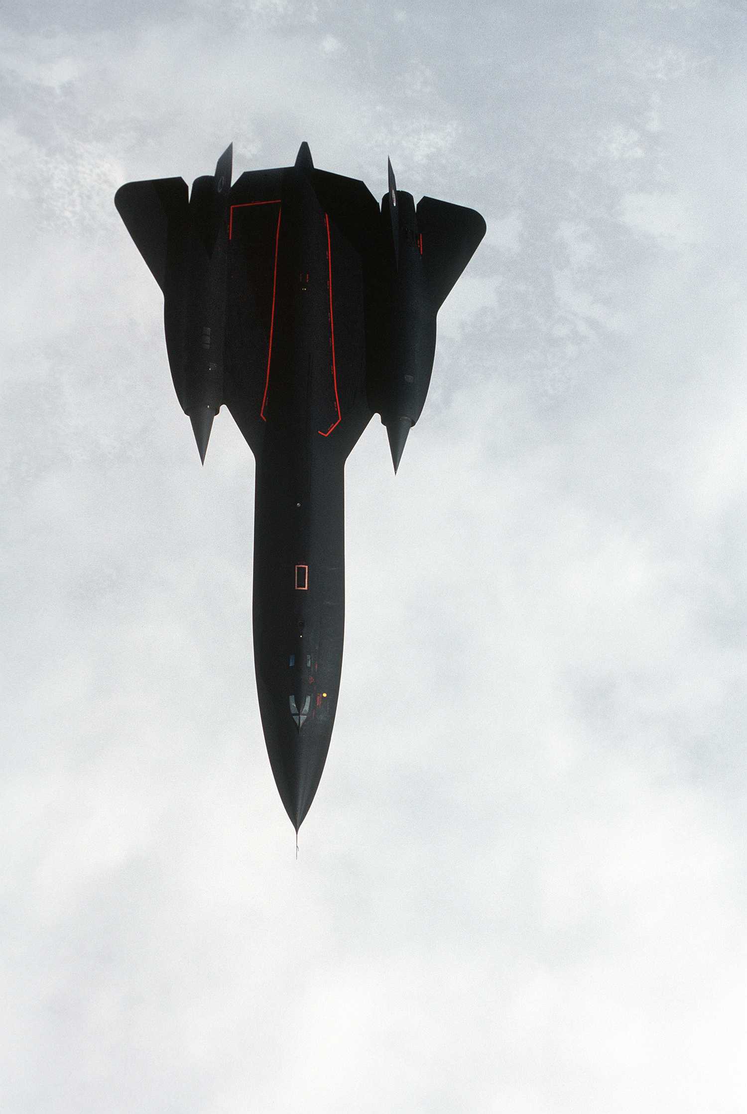 An SR-71 flying above the clouds.