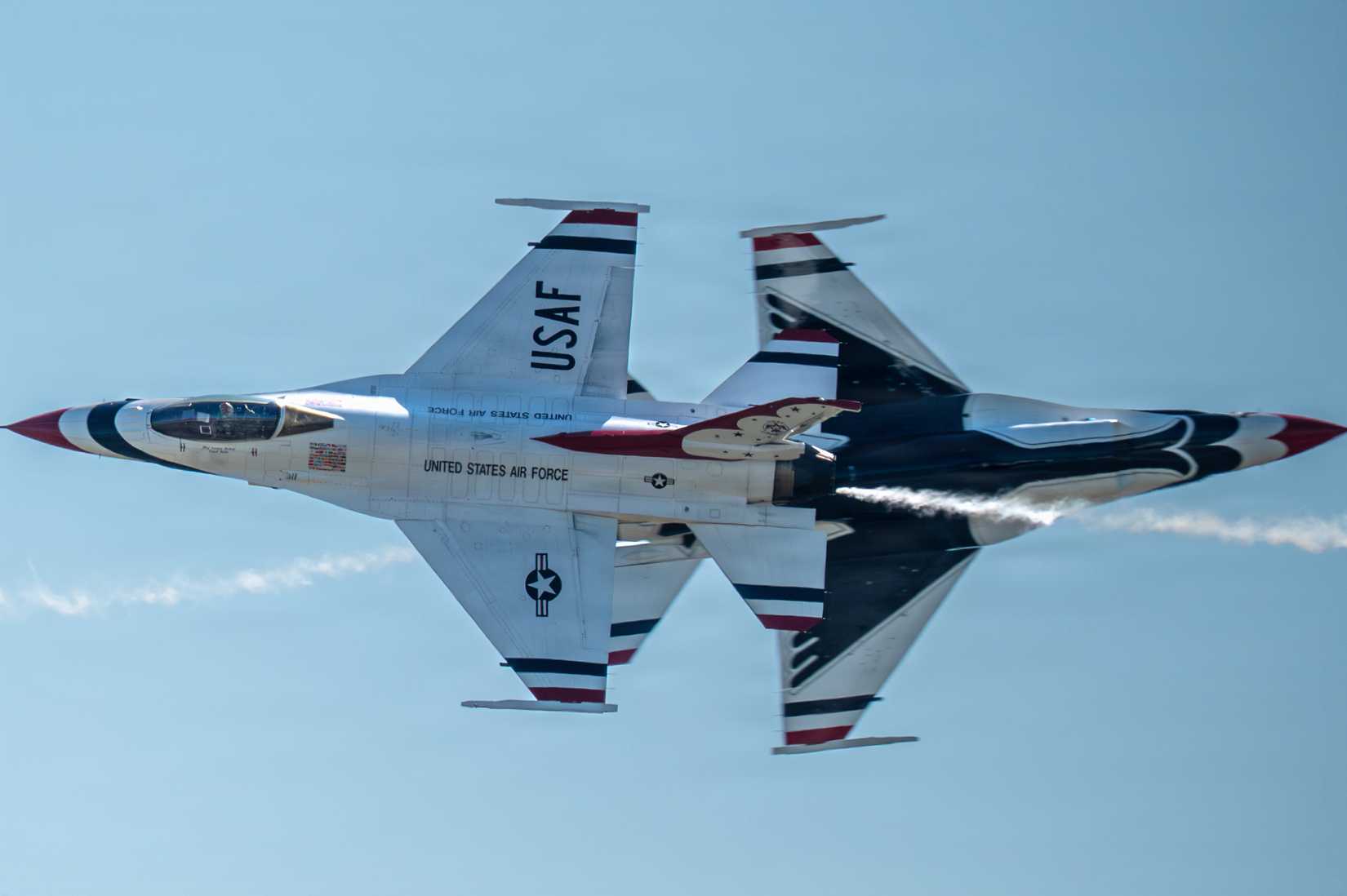 The United States Air Force Air Demonstration Squadron Thunderbirds perform at the Great Texas Air Show.