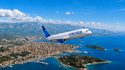 United Airlines Boeing 767-300ER over Split, Croatia