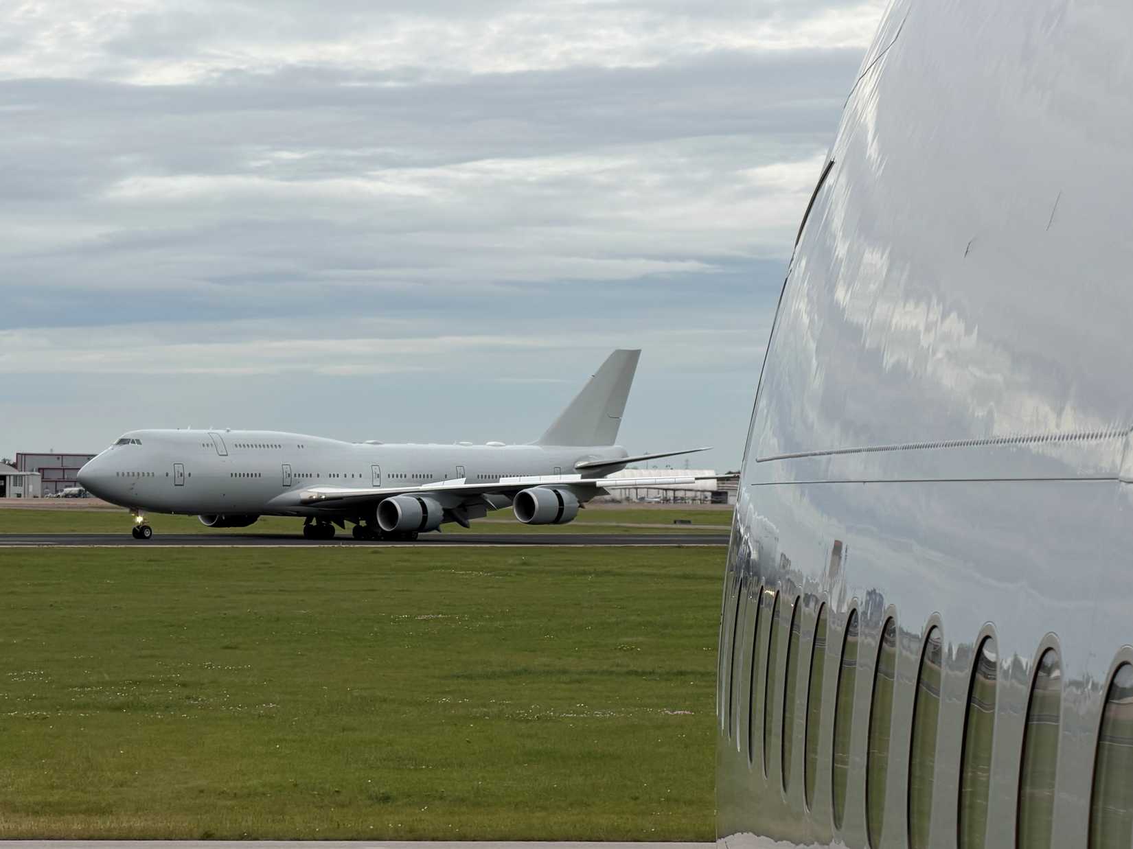 VC-25B aircraft taxis after a flight test in Waco, Texas, April 2026.