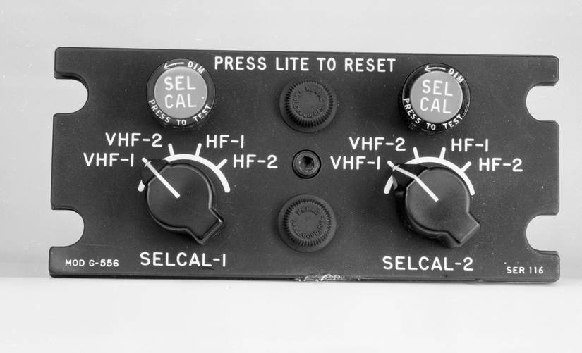 Analogue SELCAL panel from the cockpit of a Convair, 1963