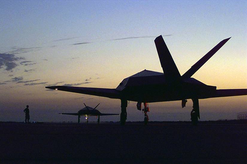 A pair of F-117 Nighthawk stealth-fighters assigned to the 8th Fighter Squadron (FS), 49th Fighter Wing (FW)