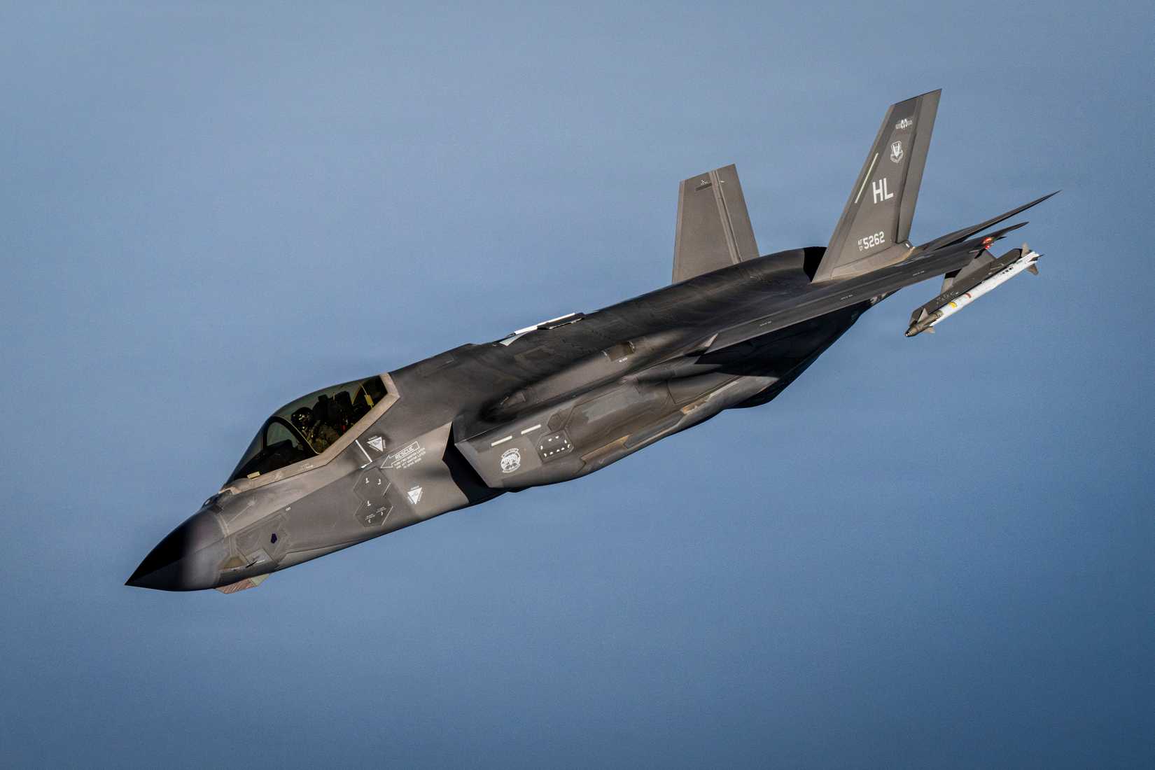 A U.S. Air Force F-35A Lightning II aircraft flies in the U.S. Central Command area of responsibility June 19, 2026