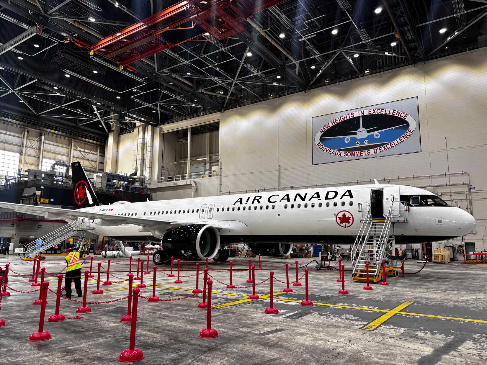 Air Canada's first A321XLR, C-GXLR, exterior.
