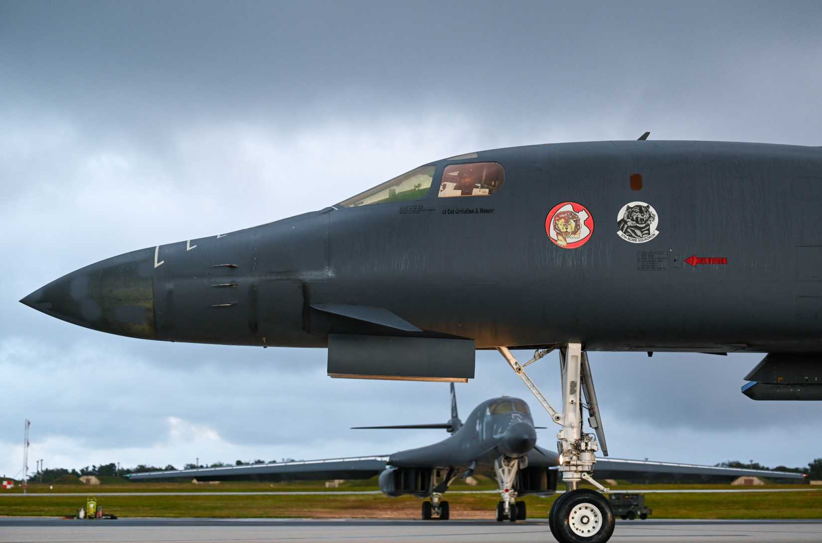 Air Force B-1B Lancers assigned to the 34th Expeditionary Bomb Squadron, Ellsworth Air Force Base, S.D.