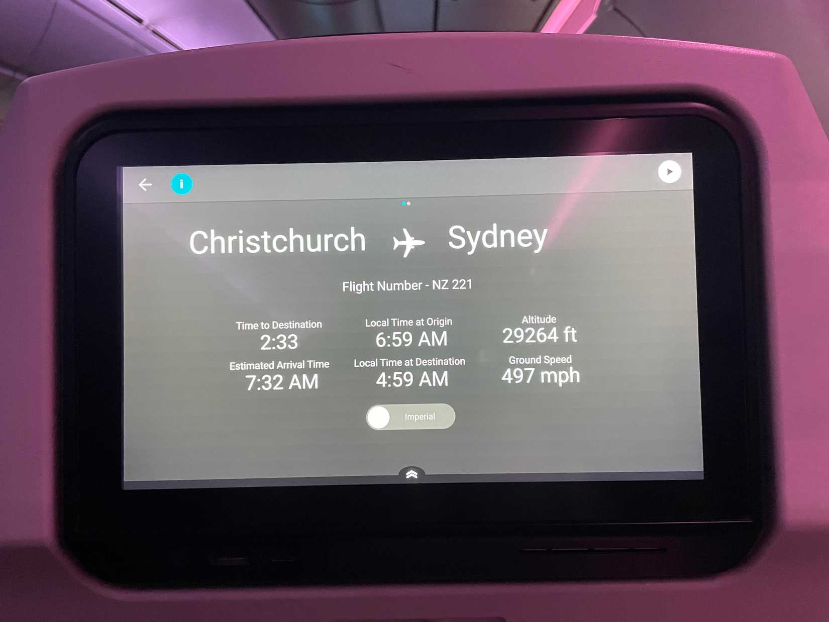 Air New Zealand Airbus A320neo seatback