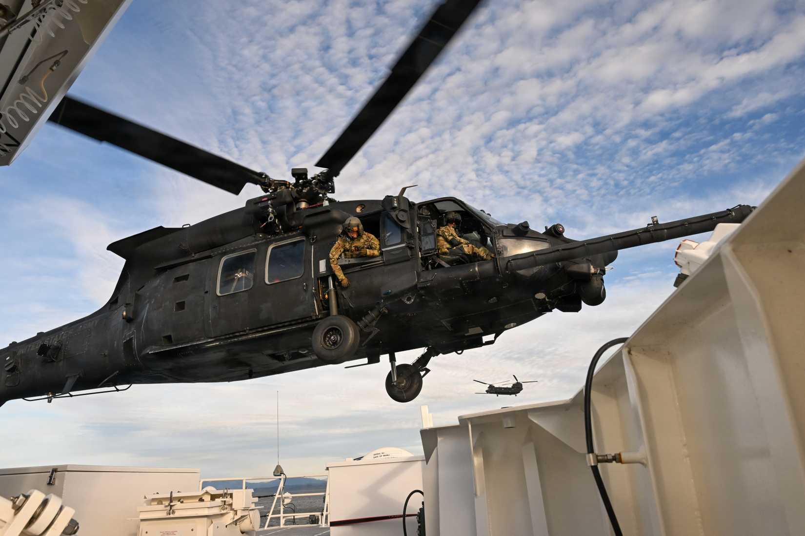 An MH-60M Black Hawk helicopter attached to the U.S. Army 160th Special Operations Aviation Regiment (SOAR) “Night Stalkers”