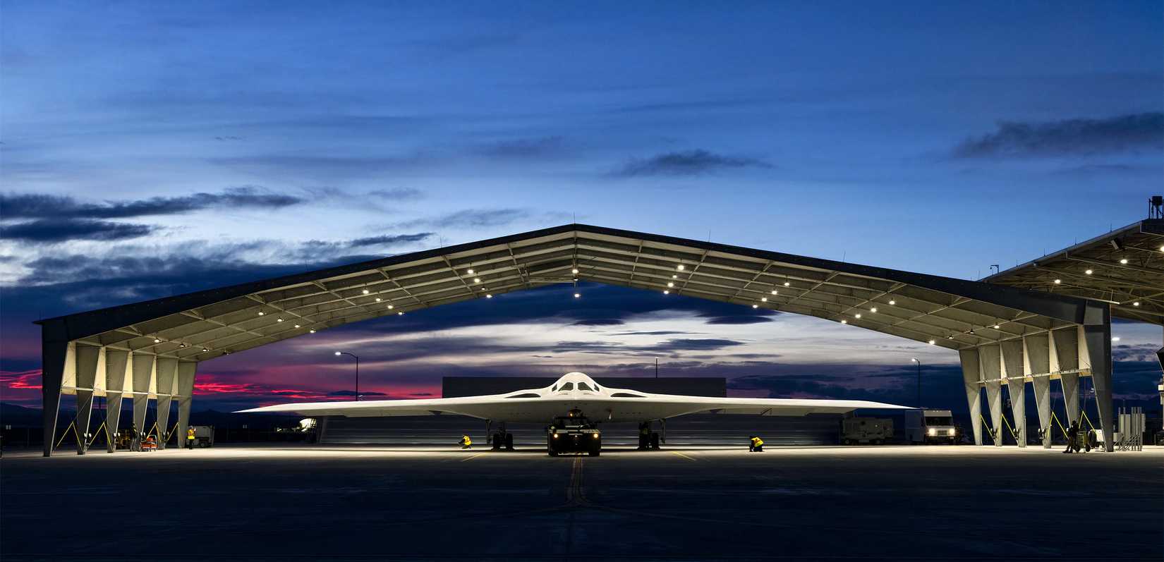 A photo of a B-21 is parked.
