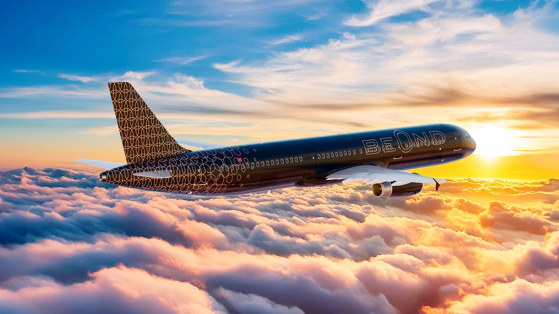 Beond Airlines Airbus A321 flying above the clouds
