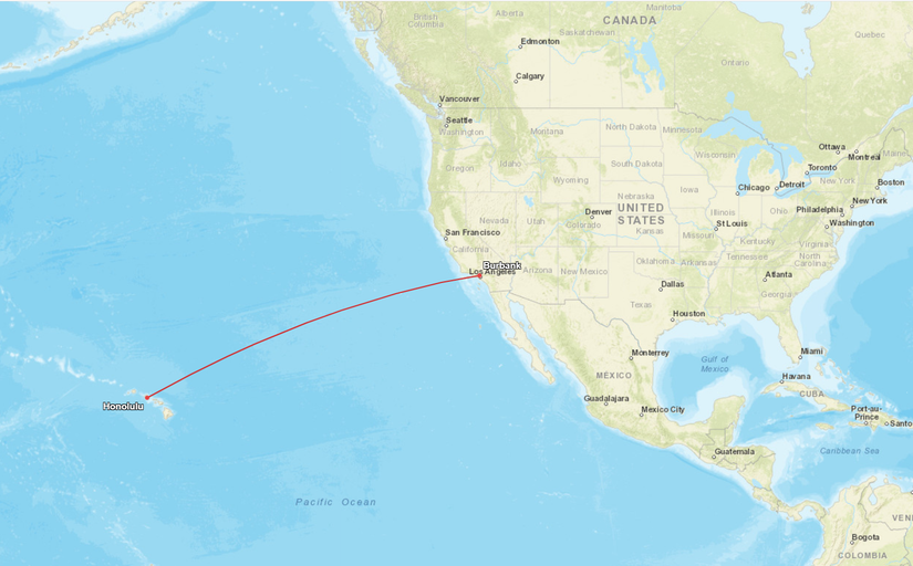 Burbank Honolulu Route Map