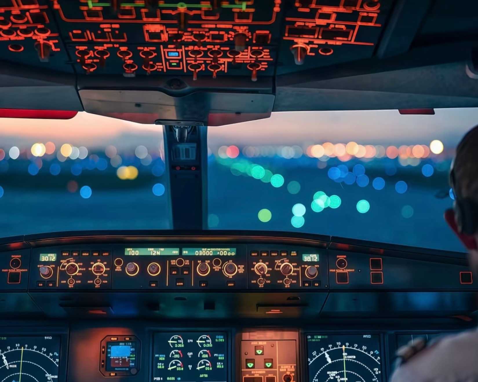 Close-up of an airplane cockpit.-1
