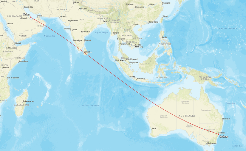 Doha Sydney Map