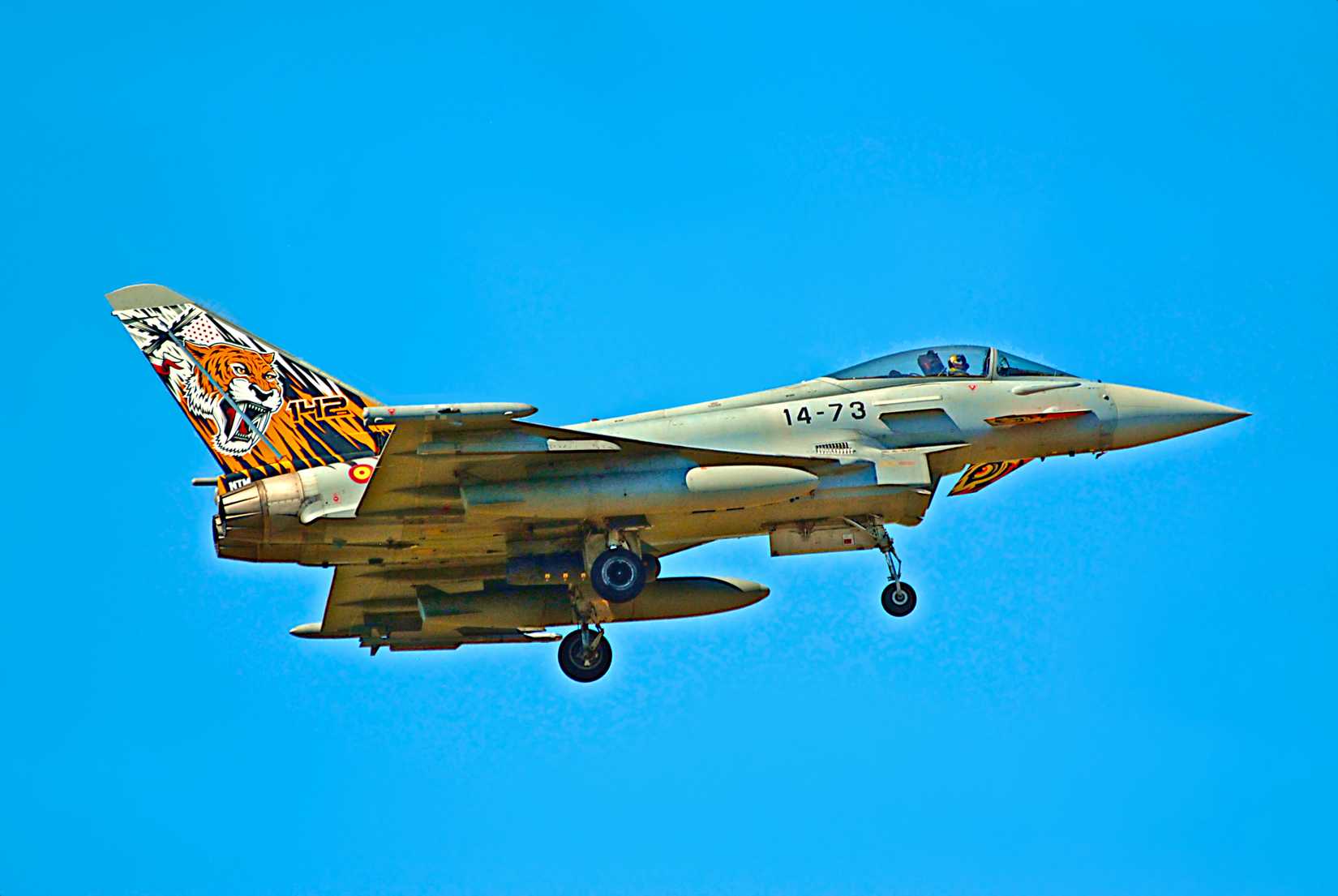 Spanish Air Force Eurofighter Typhoon landing in Beja AB, NATO Tiger Meet 2025