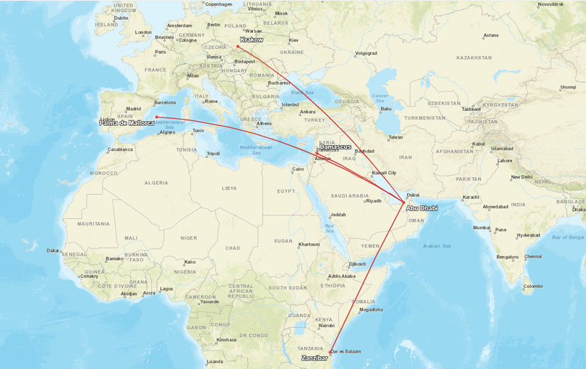 Etihad June New Routes Map