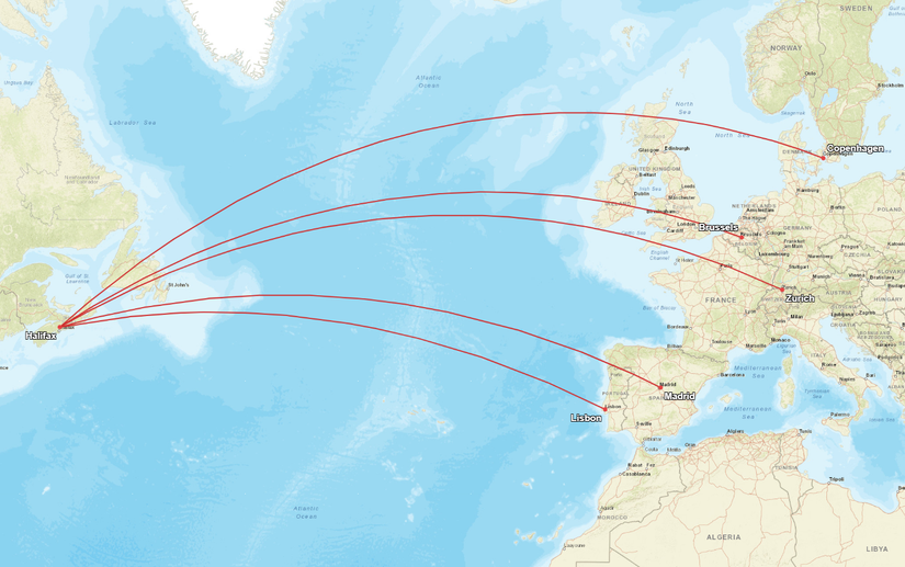 Halifax New European Routes