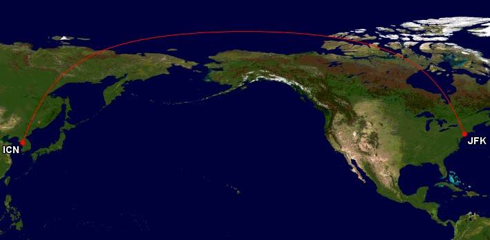 Korean Air A380 route JFK ICN