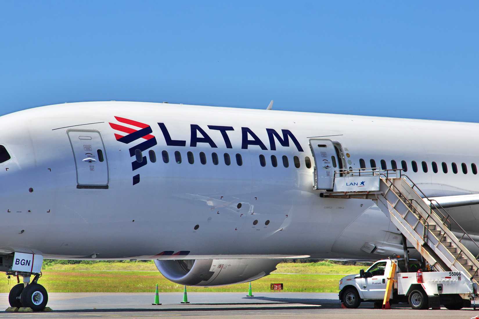 Latam airlines in the airport Hanga Roa on Rapa Nui, Easter Island, Chile.