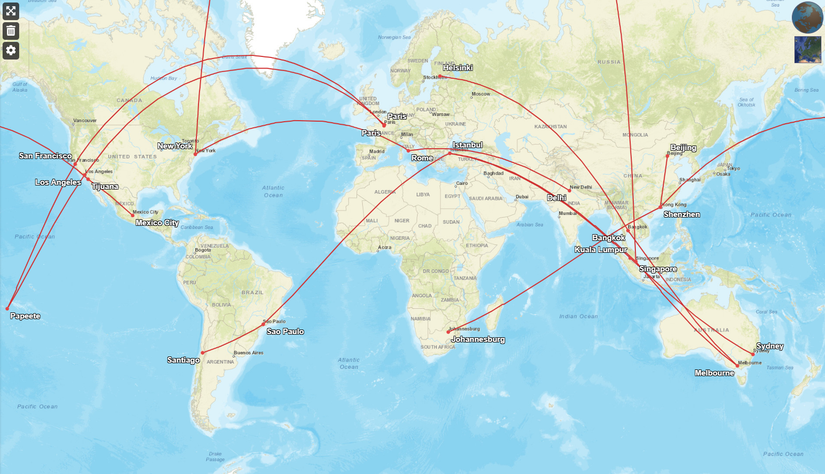 Longest A350 Routes Map