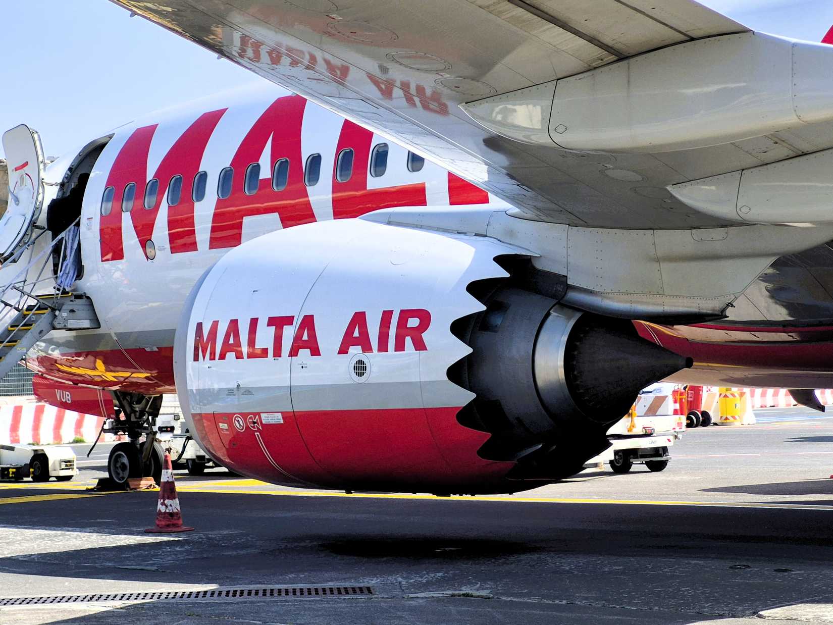 Malta Air Boeing 737 MAX with LEAP-1B engine close-up