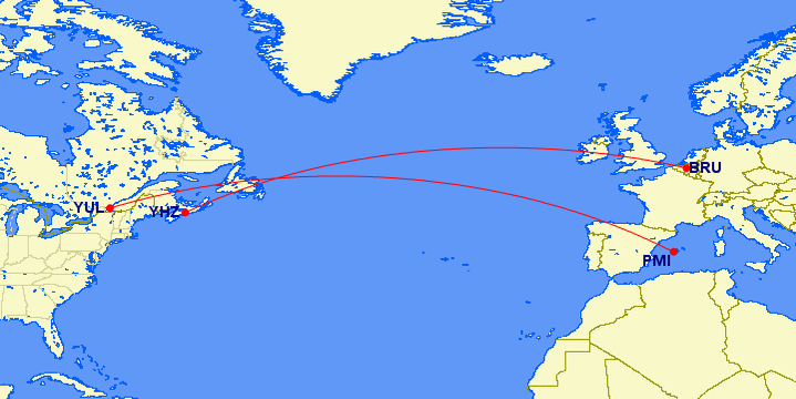 map of new Air Canada routes