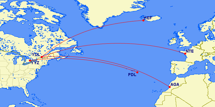 map Canada Transatlantic New Routes