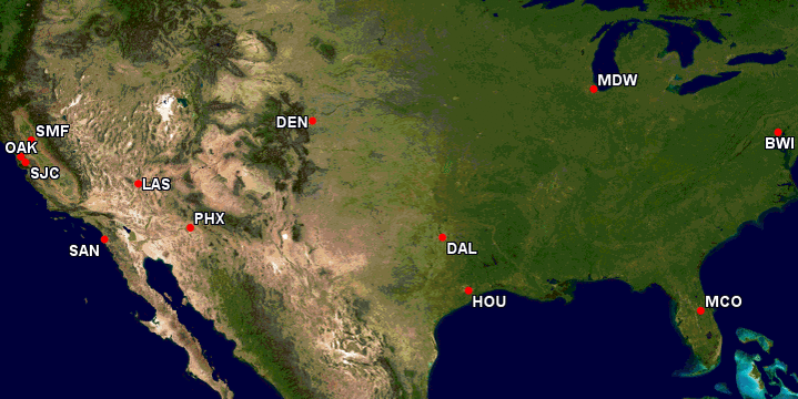 outhwest Airlines' Top 15 Busiest Routes Revealed