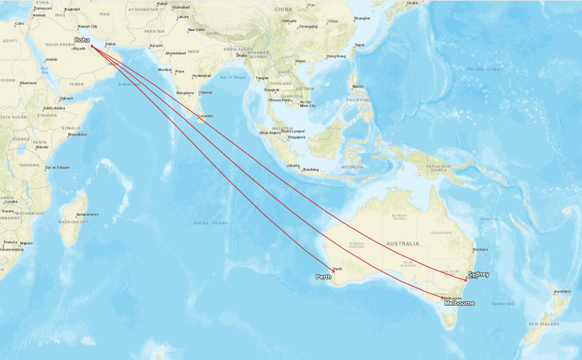 Qatar Airways All-Time Australia A380 Routes