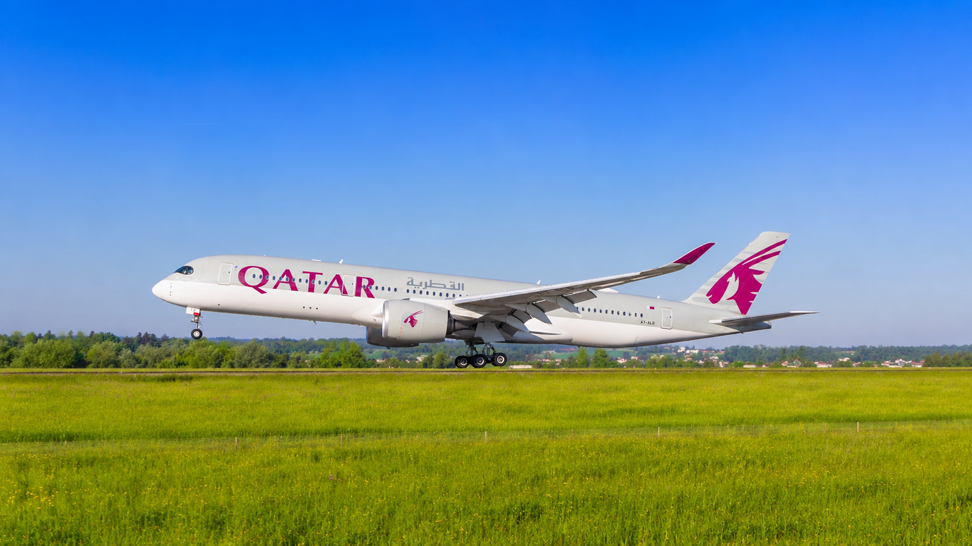 Qatar Airways Airbus A350-900 taking off