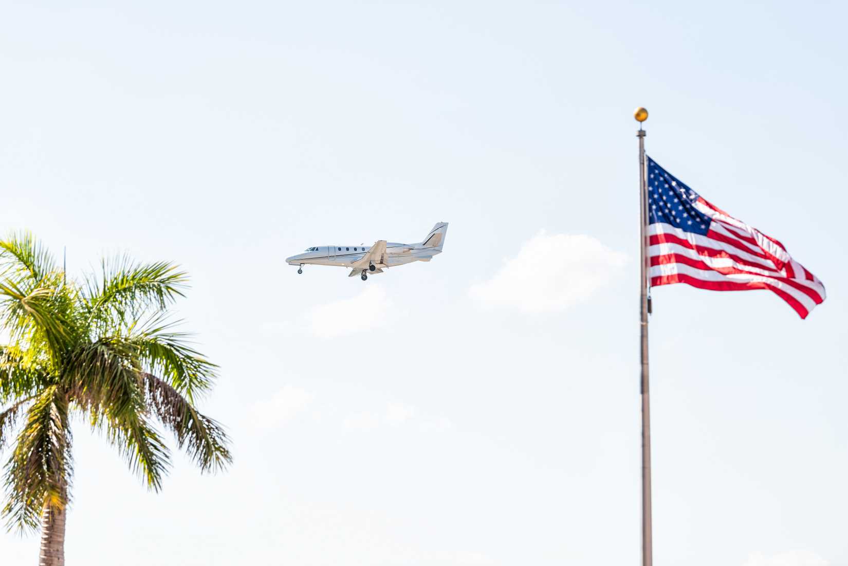 Private Jet with US Flag