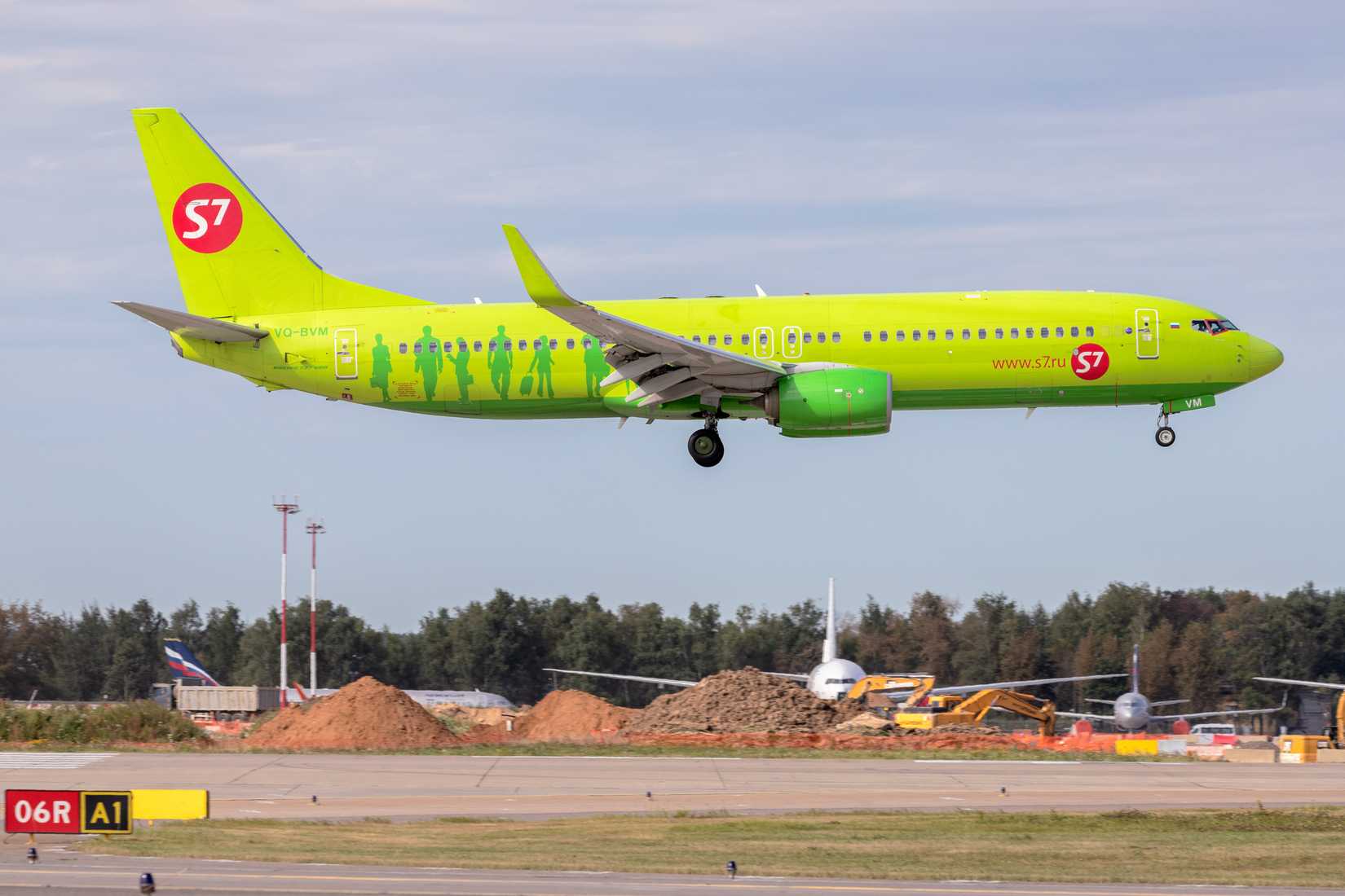 Moscow, Sheremetyevo International Airport, Russia - Sep 02, 2020: Boeing 737-800 VQ-BVM S7 Siberia Airlines landing at Sheremetyevo International Airport