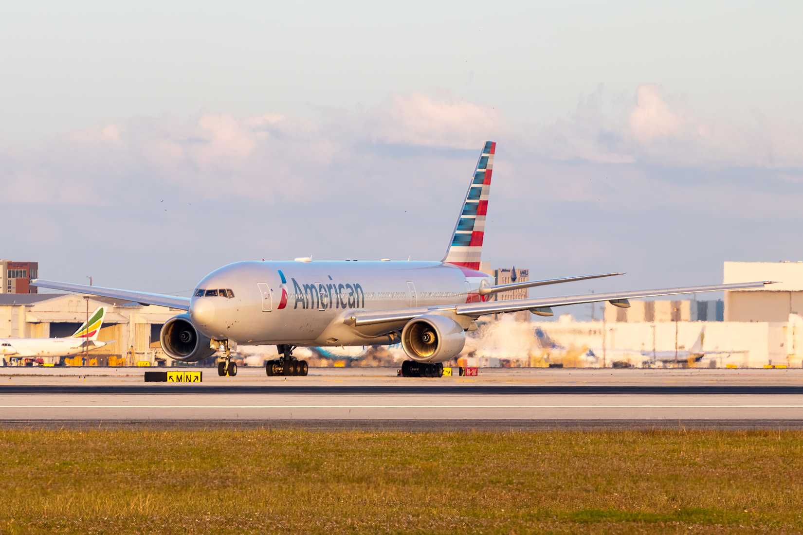 American Airlines Boeing 767 taxiing on the runway